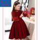 Disney (Disney) girls dress autumn and winter new red style flower girl children's skirt little girl performance costume princess dress winter red plus velvet lining 120