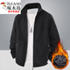 Woodpecker (TUCANO) Fleece Jacket Men's Autumn and Winter Cardigan Sweater Men's Top Polar Fleece Jacket Men's Plus Velvet Black Velvet M 90-105