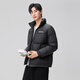 Xue Zhongfei's new all-match fashionable and casual slanted pocket men's and women's short stand-collar down jacket black|8056 L 175/92A