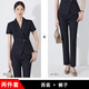 Summer business attire short-sleeved small suit collar jacket for women new hotel front desk work clothes formal waist work new style blue suit + pants (JY6210) S