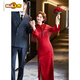 Chujing Toast Wear Bridal New Winter Red New Chinese Style Improved Cheongsam Engagement Dress Women's Morning Robe Long Sleeve Back Door Red 2XL