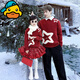 G.duck Christmas parent-child outfits for a family of three and four to celebrate the New Year and celebrate the New Year 2026 mother-daughter mother-child thickened sweater red 130 cm