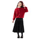I.KARNOW girls suit winter dress skirt children's New Year's greetings red sweater autumn and winter New Year girl's great-looking New Year's shirt 19889 red + 4381 black plus velvet 150