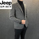 JEEP SPIRIT New Business Casual Suit Jacket Men's Autumn and Winter New Trendy Fashion Versatile British Suit Collar Jacket Gray XL