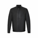 SATCHI Retro Stand Collar Solid Color Casual Light Mature Commuting Versatile Soft Leather Jacket Men's Black Black One Size 52