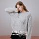 Xiangying Christmas atmosphere butterfly sweater for women 2026 spring new heavy industry embroidery lazy style gray sweater light gray top S 155/80A/85-95Jin Jin equals 0.5 kg