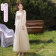 Cha Xiaoa Champagne Color 2025 Bridesmaid Dress Long Slim Junior High School Student Dress Host Clothes Evening Dress A Style Butterfly Champagne Color Long L 105-130Jin Jin is equal to 0.5 kg