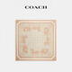 COACH women's classic logo carriage pattern printed mulberry silk scarf taupe