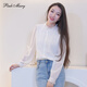 Pinkmary shirt women's 2025 autumn and winter new fashion comfortable lace commuter style top PMDOW1007 white XS