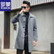 ROMON men's double-sided woolen coat men's medium-length lapel woolen woolen autumn and winter high-end thickened windbreaker coat gray 2XL