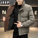 JEEP SPIRIT short stand collar down jacket for men 2025 new fashionable and handsome youth warm jacket winter tops pea green L