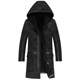 CHEVALPES international first-line brand sheep shear coat men's genuine leather coat long hooded plus fleece wool imitation fur black M 165