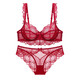 ZOEACE birth year underwear women's red underwear set thin big breasts appear smaller push-up sexy lace wedding bra 9241 set (burgundy/big breasts appear smaller/thin 0.1cm/ 70A 32A