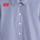 H&M women's shirt 2026 spring new cotton fashionable temperament simple poplin high intelligence shirt 1316432 blue/stripe S 160/88