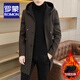 ROMON Trendy Hooded Windbreaker Men's Autumn and Winter New Style Fashionable and Handsome Casual Coat Velvet Thickened Cold Warm Jacket 37 Khaki Velvet XL 125-140Jin Jin is equal to 0.5 kg