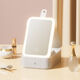 Jewelry storage box, high-end LED beauty mirror, jewelry box, portable light-filling mirror, folding cosmetics storage box, beauty box, pearl white + touch three-color light