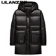 LILANZ利郎大码黑金中长款羽绒服男冬季加厚鹅绒服胖子90白鹅绒防寒保暖 黑色（黑色内里） L (建议120-140斤)