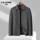 Lilang middle-aged men's woolen woolen coat with dark pattern lapel 2025 new autumn and winter casual executive jacket black L