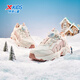 Детские туфли-лепестки Xtep, хлопчатобумажные туфли, зимние девочки, средние и большие дети плюс бархатные, теплая, ветронепроницаемая, водонепроницаемая, мягкая, эластичная и износостойкая обувь, белый песочно-серый/коричнево-розовый 36