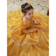 TRURXUYE Chuxu Girls Autumn and Winter Retro Embroidery Palace Style Belle Princess Dress Puff Sleeve Birthday Dress Performance Dress Playful Belle Princess Dress 100 Sizes