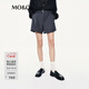 MO&Co.短裤2025秋新品弹丝绵羊毛附腰带高腰阔腿裤休闲裤MBE3SOT004 深花灰色 S /160