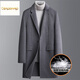 卡丹路奢侈高档品牌秋冬羽绒内胆双面呢大衣男羊毛大衣外套中长款双面呢 黑色 L 175