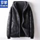 ROMON 2025 новая двусторонняя мотоциклетная куртка плюс бархатная утолщенная замшевая меховая куртка «все в одном», мужская меховая куртка коричневого + черного цвета с капюшоном 3XL 145-165Jin Jin равна 0,5 кг