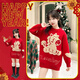 Disney (Disney) Chinese Year of the Red Horse Children's Pullover Sweater Girls Autumn and Winter Parent-child Clothes New Year's Clothes Sweater Festive Family Portrait Red (Thick Version) 110 Recommended Height 105-110
