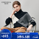 Komenboka 2025 new autumn and winter color block splicing cashmere sweater women's turtleneck sweater loose bottoming sweater Midnight Black M