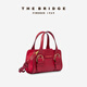 THE BRIDGE/Bridge handmade cowhide women's all-match handbag bowling bag berry red