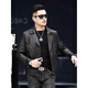 Playboy 2025 Autumn and Winter Short Slim Suit Collar Leather Jacket Men's Korean Style Fashionable, Handsome and Casual The Easiest to Match Leather DB# Black Spring and Autumn Style M