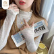 Modal inner lace bottoming shirt for women 2025 new velvet thickened autumn and winter half turtleneck white mesh shirt one size