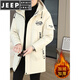 JEEP SPIRIT winter parka men's velvet thickened jacket men's winter cotton coat mid-length windbreaker warm jacket off-white 682 M 80-100