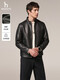HAZZYS Autumn Selection Men's Fitted Jacket Casual Commuting Leather Jacket Warm Broad Top Black One Size 190/112A 56