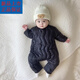 Disney (Disney) jumpsuit, cotton-padded jacket, down baby, male and female, thickened and velvet warm outdoor clothing, newborn winter black crawling suit, cotton-padded jacket, 36cm 73
