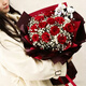 Dream Fairy Flower Express Rose Bouquet for Wife and Girlfriend, Birthday Gift Flowers Nationwide Delivered to the City on Anniversary, Lifetime 2 Bears + 11 Red Roses Flower Bouquet