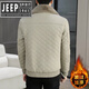 JEEP SPIRIT winter velvet thickened fur lapel jacket for men 2025 autumn and winter lamb velvet warm leather jacket for men off-white velvet thickened 3XL (150-170)