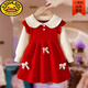 G.duck Girls' Knitted Sweater Dress Autumn and Winter 2025 New Children's Winter Dress Baby One Year Old Dress Red Skirt Red 110 cm