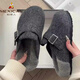 Scarecrow gray thick-soled shoes winter toe-cap furry slippers women's outer wear lazy half-slippers Boken shoes gray counter version 35