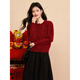 Shang Jingqi red sweater for women 25 winter new women's round neck thickened warm and comfortable versatile new year atmosphere sweater for women
