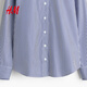 H&M women's shirt 2026 spring new cotton fashionable temperament simple poplin high intelligence shirt 1316432 blue/stripe S 160/88
