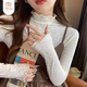 Modal inner lace bottoming shirt for women 2025 new velvet thickened autumn and winter half turtleneck white mesh shirt one size