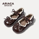 AriacaARIACA Girls Princess Shoes 2026 Spring New Little Girls Leather Shoes Children's Shallow Mouth Mary Jane Shoes Brown 30 Inner Length 19.1/Suitable for Foot Length 18.1-18.5