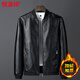Hengyuanxiang Men's Leather Jacket Velvet Thickened Winter Trendy Handsome Upper Clothes Motorcycle Pu Coat Soft Leather Jacket 8817 Black - Velvet 5XL 180-195Jin Jin is equal to 0.5 kg