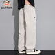 Paul Frank Pants Men's Winter Trendy Casual Pants Men's Loose Straight Overalls Men's Long Pants Light Gray XL