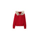 Eveli (eifini) Eveli fashionable detachable fur collar hooded knitted cardigan for women 2026 spring to continue the warmth and versatile sweater for women red M 105-115Jin Jin is equal to 0.5 kg