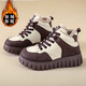 RICKY JORDAN Girls' Cotton Shoes Winter 2025 New Children's Velvet Snow Boots Warm Middle and Large Children's Sports Winter Shoes Girls' Cotton Boots Brown Upgraded Cotton Shoes 37