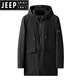 JEEP SPIRIT winter velvet jacket men's loose windbreaker mid-length coat trendy top fashion large size thickened warm cotton coat 1813 black velvet 7XL (230-255Jin Jin equals 0.5 kg)