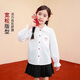 Xiaoyinman children's clothing girls pure cotton shirts with love embroidery 26 spring fashion lapel tops for middle and older children, white 120