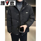 雅鹿潮牌韩版男士白鸭绒服外套2026冬季新款加厚青年痞帅短款面包服  黑色 M